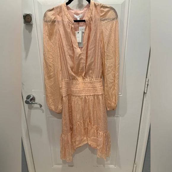 NWT A.L.C. Sidney Silk Dress in Pale Pink and Metallic Gold 0 - Picture 3 of 5